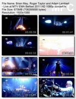 Brian May, Roger Taylor and Adam Lambert - Live at MTV EMA Belfast (HD 1080p) (2011)